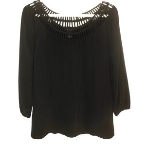 White House Black Market Silk Blouse Black Size XXS